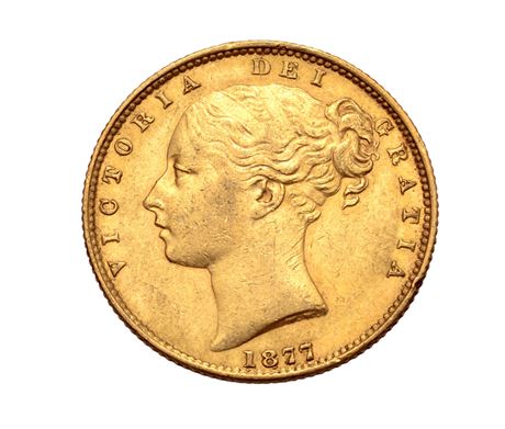 Queen Victoria Full Gold Sovereign Coin Young Head 1877